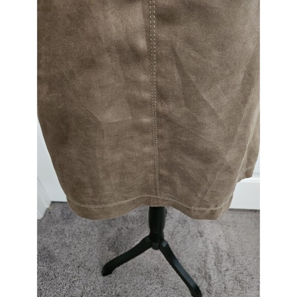 Zara Basic Faux Suede Brown Shift Dress Size M Lined Cap Sleeve Babydoll - Picture 5 of 9